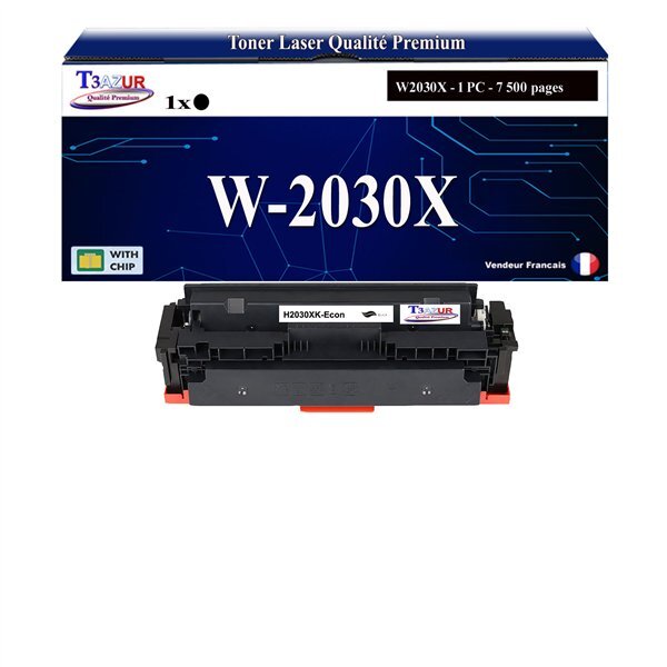 T3AZUR - Toner compatible avec HP Color LaserJet Enterprise M455dn remplace HP W2030X / W2030A (HP 415X/415A)- Noir