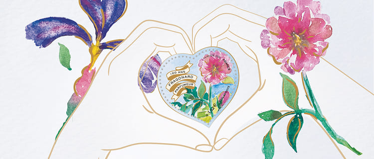 Illustration du timbre cœur Fragonard fleuri