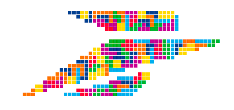 Logo La Poste en mode Tetris