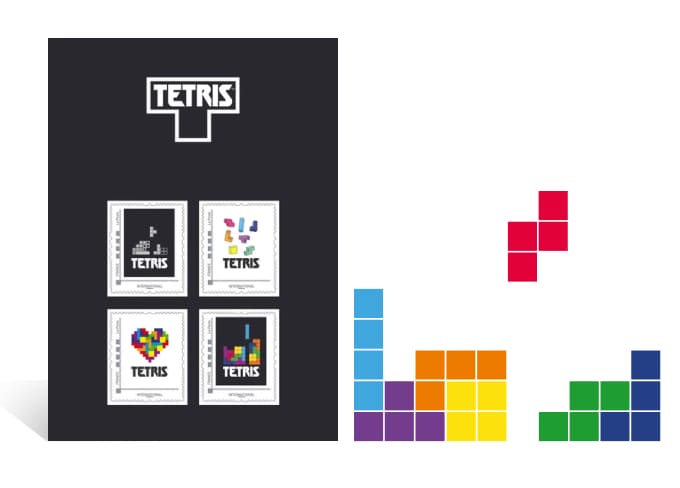 Collector de 4 timbres du jeu Tetris