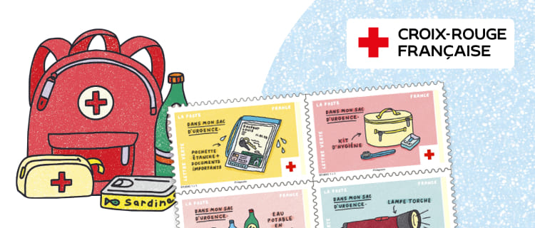 Carnet de timbres Croix-Rouge sur le kit de secours