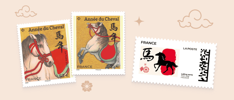 timbres du nouvel an chinois, année du cheval