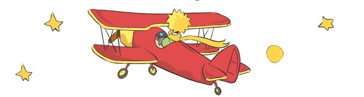 Le Petit Prince dans un avion rouge