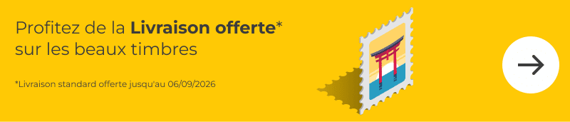Achetez des beaux timbres pour vos cartes postales, profitez en la livraison standard est offerte jusqu'au 6 septembre