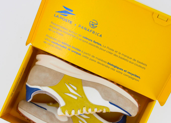 Baskets jaunes La Poste et Panafrica