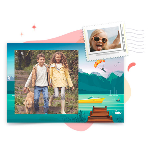 Des cartes postales personnalisées et des timbres créés avec vos photos