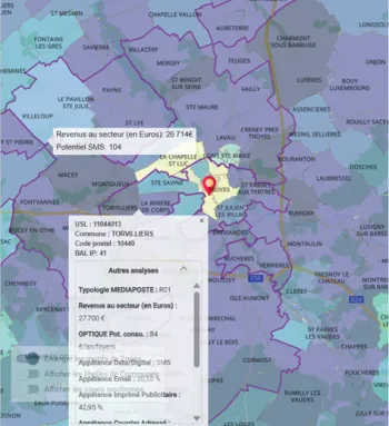 Repartition des revenus dans une carte interactive region france