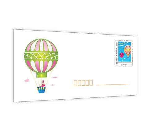 Prêt-à-Poster Montgolfière - Format DL - Lettre Verte - 20g - Enveloppe à l'unité