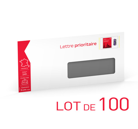 Prêt-à-Poster - Lettre Prioritaire - 20g - DLFA MECA - Enveloppes à fenêtre en lot de 100 