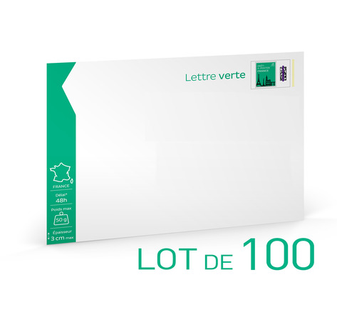 Prêt-à-Poster - Lettre Verte - 50g - Format C5 - Enveloppes en lot de 100