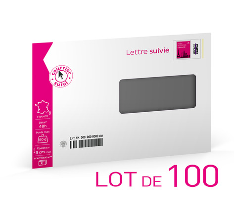 Prêt-à-Poster - Lettre Suivie - 50g  - Enveloppes à fenêtre en lot de 100 
