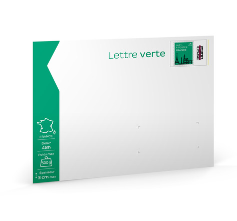 Prêt-à-Poster - Lettre Verte - 500g - Enveloppe indéchirable