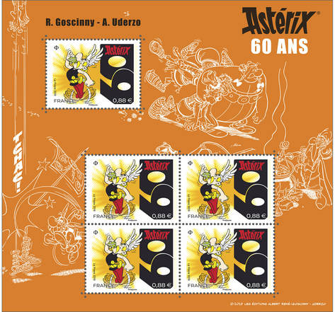 Bloc 5 timbres - Astérix - Lettre Verte