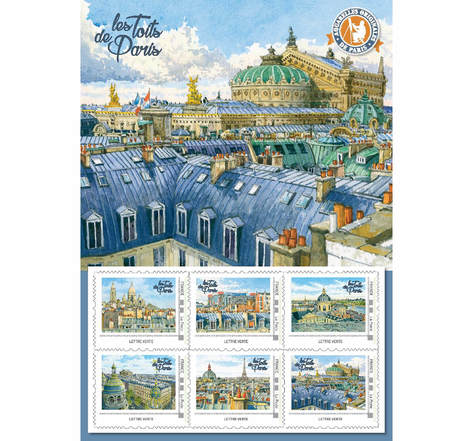 Collector 6 timbres - Toits de Paris - Opéra de Paris - Lettre Verte