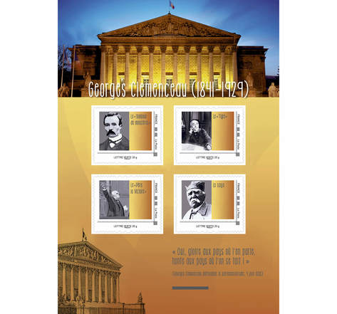 Collector 4 timbres - Georges Clémenceau - Lettre verte