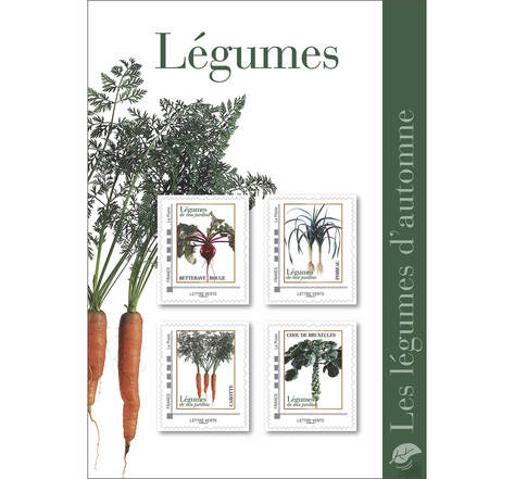 Collector 4 timbres - Les légumes d'automne - Lettre Verte
