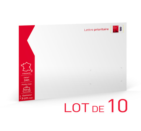 Prêt-à-Poster - Lettre Prioritaire - 100g - Enveloppes en lot de 10 