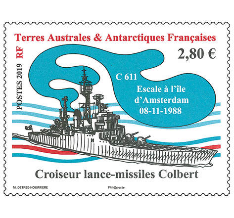 Timbre - TAAF - Bateau croiseur lance-missiles Colbert