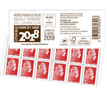 Carnet de 12 timbres Marianne l'engagée - Lettre Prioritaire - Rouge - Couverture élection du timbre 