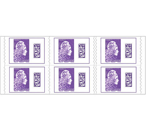 Carnet 6 timbres Marianne l'engagée - International - Violet