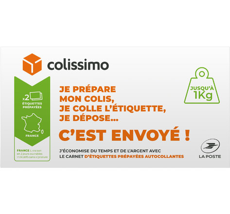 Carnet de 2 étiquettes prépayées Colissimo 1kg