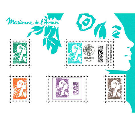 Bloc de 5 timbres Marianne de l'avenir