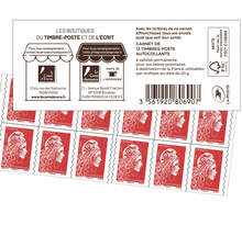 Carnet 12 timbres Marianne l'engagée - Lettre Prioritaire - Couverture Boutiques du timbre-poste et de l'écrit