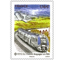 Timbre - Fête du timbre - Voyager en TER - Lettre verte