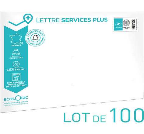 Prêt-à-Poster - Lettre Services Plus - 100g - Format C5 - lot de 100