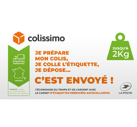 Carnet de 2 étiquettes prépayées Colissimo 2kg
