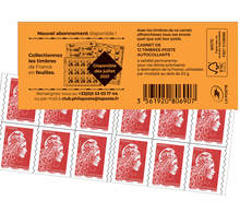 Carnet 12 timbres Marianne l'engagée - Lettre Prioritaire - Couverture Abonnement