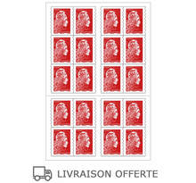 Carnet 20 timbres Marianne l'engagée - Lettre prioritaire - Rouge