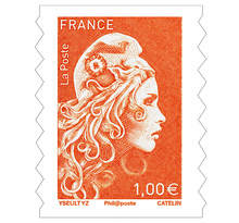 Feuille 100 timbres Marianne l'engagée  - Complément affranchissement 1€ - Orange