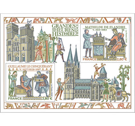 Bloc 2 timbres - Les grandes heures de l'Histoire de France - 2020 - Lettre Prioritaire Internationale