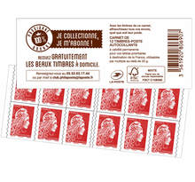 Carnet de 12 timbres Marianne l'engagée - Lettre Prioritaire - Rouge - Couverture abonnement
