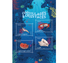 Bloc 4 timbres - Coquillages et Crustacés - Lettre Verte