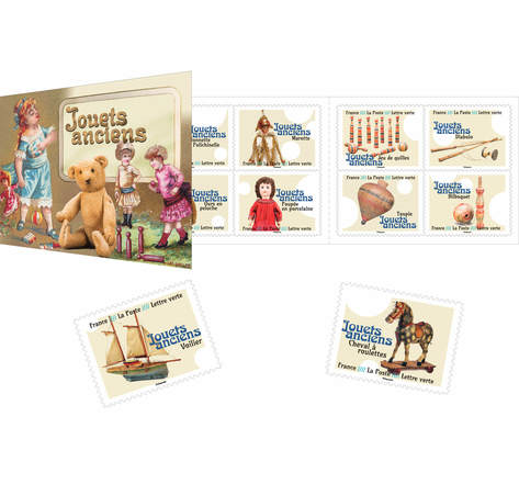 Carnet de 12 timbres - Jouets anciens - Lettre Verte