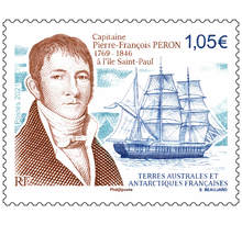Timbre TAAF - Capitaine Pierre-François Peron à l'Ile Saint Paul