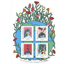 Collector 4 timbres - Un monde en commun en 2101 - International - Lettre Prioritaire