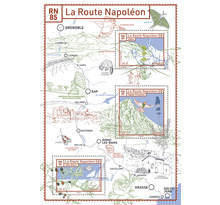Bloc 3 timbres - La Route Napoléon - Lettre verte