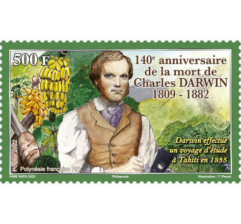 Timbre Polynésie Française - Charles Darwin