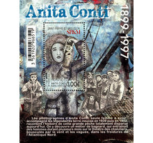 Bloc de 1 timbre Saint Pierre et Miquelon - Anita Conti