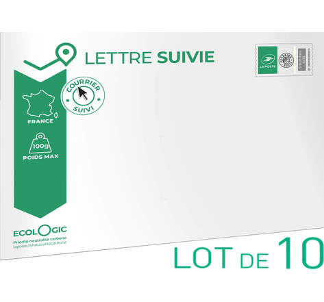 Prêt-à-Poster - Lettre verte suivie - 100g - Format C5 - Enveloppe en lot de 10