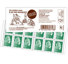 Carnet 12 timbres Marianne l'engagée - Lettre verte - Couverture Timbres sportifs