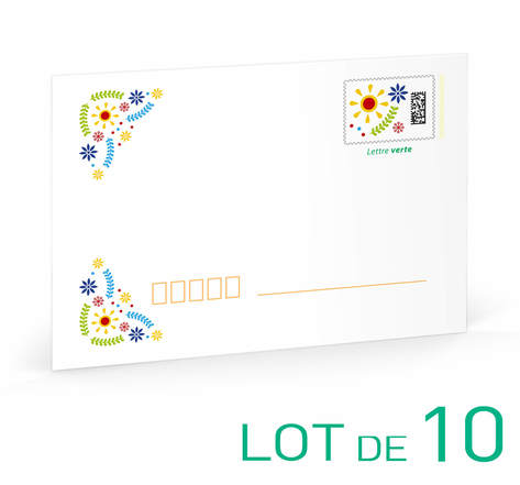 Prêt-à-Poster Festif - Format C6 - Lettre Verte - 20g - Enveloppes en lot de 10 