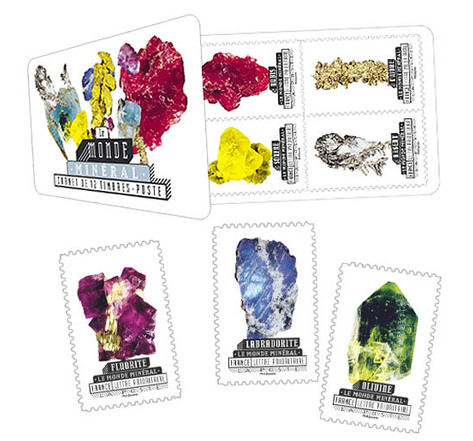 Carnet - Le monde minéral - 12 timbres autocollants