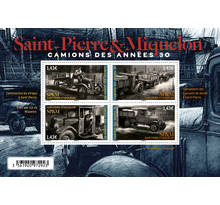 Bloc de 4 timbres Saint Pierre et Miquelon - Les camions des années 30