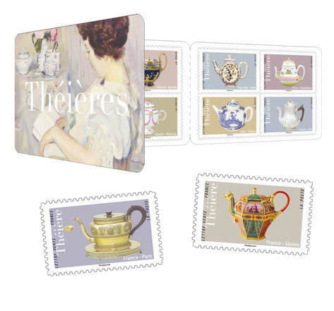 Carnet 12 timbres - Théières - Lettre verte