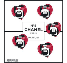 Bloc 5 timbres cœur - Chanel - Lettre Verte