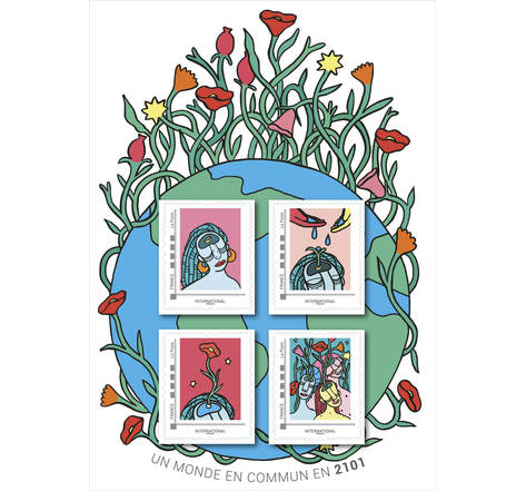 Collector 4 timbres - Un monde en commun en 2101 - International - Lettre Prioritaire